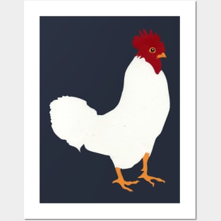 White Chicken with Red Comb Cut from Paper Posters and Art